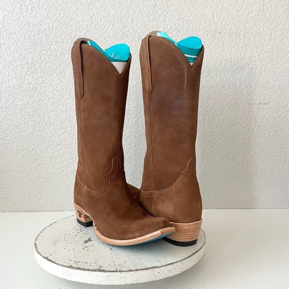 Lane EMMA JANE Womens Cowboy Boots 8.5 Toffee Suede Western Cowgirl Mid Calf - Picture 1 of 11